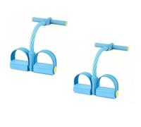 Elastique Musculation Bande de résistance à pédale avec poignée, 2 pièces, 6 Tubes, entraîneur Abdominal Unisexe, for la Maison, Le Bureau, Le Fitness en Plein air(Blue 2Pcs)