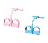 Elastique Musculation Bande de résistance à pédale avec poignée, 2 pièces, 6 Tubes, entraîneur Abdominal Unisexe, for la Maison, Le Bureau, Le Fitness en Plein air(Blue+Pink)