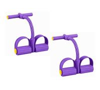 Elastique Musculation Bande de résistance à pédale avec poignée, 2 pièces, 6 Tubes, entraîneur Abdominal Unisexe, for la Maison, Le Bureau, Le Fitness en Plein air(Purple 2Pcs)