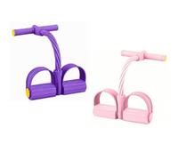 Elastique Musculation Bande de résistance à pédale avec poignée, 2 pièces, 6 Tubes, entraîneur Abdominal Unisexe, for la Maison, Le Bureau, Le Fitness en Plein air(Pink+Purple)