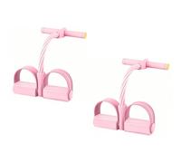 Elastique Musculation Bande de résistance à pédale avec poignée, 2 pièces, 6 Tubes, entraîneur Abdominal Unisexe, for la Maison, Le Bureau, Le Fitness en Plein air(Pink 2Pcs)
