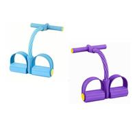 Elastique Musculation Bande de résistance à pédale avec poignée, 2 pièces, 6 Tubes, entraîneur Abdominal Unisexe, for la Maison, Le Bureau, Le Fitness en Plein air(Blue+Purple)