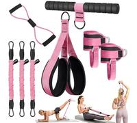 Élastique Musculation, Bande de Resistance avec Pedale, Sangle Cheville Musculation Poulie,Figure 8 Resistance Band,Sit-up Corde de Tension,Elastique Sport Maison Fitness pour Entraînement Complet