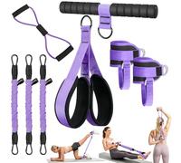 Élastique Musculation, Bande de Resistance avec Pedale, Sangle Cheville Musculation Poulie,Figure 8 Resistance Band,Sit-up Corde de Tension,Elastique Sport Maison Fitness pour Entraînement Complet