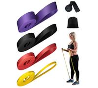 Élastique Musculation Zumhigh - Ensemble de 4 Bandes de Résistance avec Ancrage de Porte pour Entraînement Pilates, Yoga, Stretching, Rééducation Physique et Élastique Musculation Traction Violet
