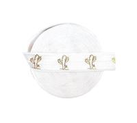Élastique pliable 15 mm imprimé feuille de lotus doré pour bandeau, couture, décoration de robe,Cactus-Blanc,100 mètres