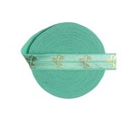 Élastique pliable 15 mm imprimé feuille de lotus doré pour bandeau, couture, décoration de robe,Cactus-Tropique,100 mètres