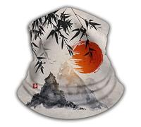 Élastique Protection du Visage, Bandana Hiéroglyphes Traditionnels Japonais Sumi-E des Montagnes du Soleil Ultra-Douce Bande de Cheveux pour Ski Randonnée Jogging