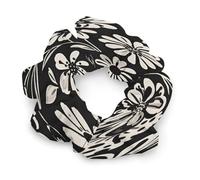 Élastiques à cheveux, avec imprimé floral noir et blanc pour femmes, chouchou sans couture, accessoires pour cheveux sans douleur, parfaits pour les tresses durables, les queues de cheval et plus