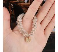 Élastiques à cheveux avec perles faites à la main pour queue de cheval - Style vintage - Élastique - Perles en caoutchouc - Accessoires pour cheveux pour femme (beige)