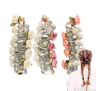 Élastiques à cheveux en Cordon téléphonique élastique Coeur | Bande de ch́eveux eń plastique, paquet dè 3, adaptée aux queues d́e cheval, aùx pompons dë chêveux, aux̃ pinces à fleurs ađaptée