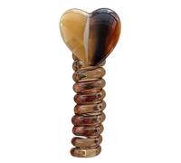 Élastiques à cheveux en forme de cœur en forme de cœur - Cordon de téléphone droit en spirale - Tresses pour queue de cheval - Accessoires pour femme et fille - Bronze café