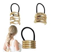 Élastiques à cheveux en métal, élastiques à cheveux géométriques en métal, 3X Manchette pour cheveux queue de cheval, Support pour attaches de cheveux, Design géométrique extensible Vintage,