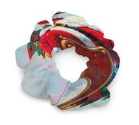 Élastiques à cheveux en satin pour femme, motif Père Noël dit bonjour, chouchous élastiques tendance pour toutes les coiffures, accessoires pour cheveux doux et durables