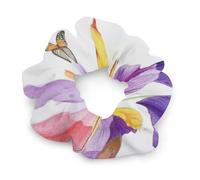 Élastiques à cheveux en satin tendance, motif fleurs d'iris et de papillons, chouchous extensibles en polyester et élasthanne pour tous les types de cheveux