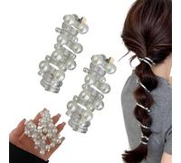 Élastiques à cheveux en spirale souples et incassables, fil de fer torsadé coloré avec perles, cordon téléphonique - Design incassable, pour femmes et filles (C)