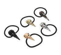 Élastiques à Cheveux Noirs Corbeau Fête Halloween 5pcs Gothique | Alliage de Zinc, Rubber Band, Coiffure Tête de Crâne, Accessoires pour Cheveux Gothiques, Day Of The Dead