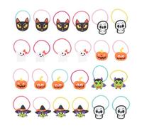 Élastiques à Cheveux pour Coiffures Festives 24pcs Halloween Fins PVC | Maintien Confortable, Mix de Styles, Lot de 24 Pièces, pour Queue de Cheval et Chignon Chez Garçon et Filles Plusieurs styles