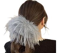 Élastiques à cheveux surdimensionnés et pratiques avec texture naturelle pour différentes occasions - Grands chouchous à plumes