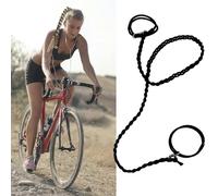 Élastiques à cheveux tressés en spirale de 64 cm pour cheveux épais, sans dommages, solides pour cheveux longs et bouclés, pour femme, entraînement, natation, plongée, équitation (noir)