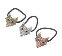 Élastiques à Queue de Cheval Tête de Loup Rétro en Alliage, Lot 3 | Maintien Ferme, Ne Glisse Pas ni Ne Tombe, pour Fêtes et Toutes Occasions