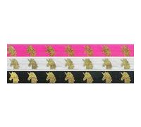 Élastiques à rabat en élasthanne, 5 yards, 15 mm, motif licorne arc-en-ciel, argent, or, feuille d'aluminium, pour couture de tutu, 1,8 m par couleur (B)