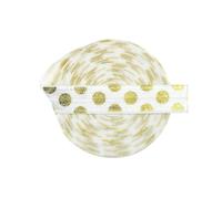 Élastiques à rabat imprimés en aluminium, 15 mm, motif léopard à pois, en élasthanne, pour cheveux, serre-tête, couture, 2,5 x 10 m, pois dorés, blanc, 15 mm, 4,6 m