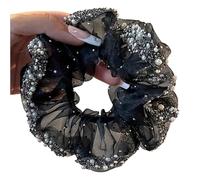 Élastiques cheveux perles femme Un élégant bandeau en maille décoré de perles et d'amphiboles, à la mode for femme(2)