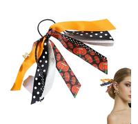 Elastiques de cheveux d'Halloween pour filles - Bandes élastiques avec ruban de | Accessoires pour cheveux avec crâne, fantôme et toile d'araignée, élastiques pour cheveux, supports