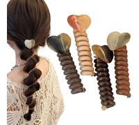 Élastiques de cheveux sans dégâts, liens de cheveux en pour les femmes, Porte-queues enroulés sans dommages, 4x set élastique étendy bouclé mince casque pour les tresses en