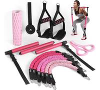Elastiques Musculation Barre De Pilates - 2025 Kit Fitness Maison Avec 6 Bandes De Résistance Élastique 20-180lbs & Ancrage De Porte Pour Complet Entraînement Yoga/Musculation