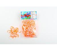 Elastiques Rainbow Loom Bicolore Orange-Blanc