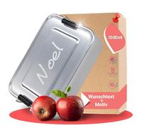 elasto Boîte à repas, Boîte à lunch, Boite à goûter avec gravure en aluminium Vesperdose de pausenbox avec nom - Boîte de conservation - Boîte à sandwich personnalisable en métal argenté