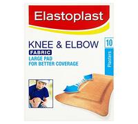 Elastoplast Lot de 10 x 10 pansements flexibles en tissu XL - Coussinets extra larges et respirants pour genoux et coudes - Forte adhérence - Imperméable - Marron clair