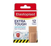Elastoplast Lot de 12 bandes de plâtre en tissu imperméable extra résistantes et durables, pansements respirants, forte adhérence, technologie imperméable, brun clair