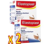 Elastoplast Sport - Bande Adhésive Élastique Contentions Souples, Strappings - Lot De 2 Bandes 3 Cm X 2,5 M