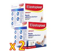 Elastoplast SPORT - Bande adhésive élastique Contentions souples, strappings - Lot de 2 bandes 6 cm x 2,5 m (6/2)