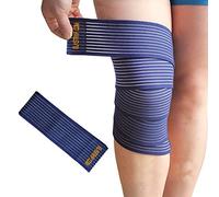 elastrap Bande Bandage Genou Strapping élastique à scratch - Genouillère de protection compression et maintien Attelle réglable - Hommes, femmes et enfants (Bleu, Unique,180x7,5cm)