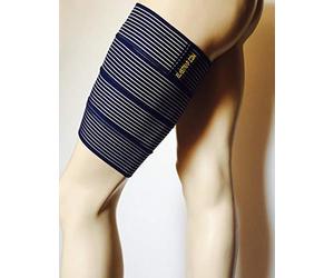 elastrap Protège Cuisse Bande Bandage - Manchon de compression - Cuissière cuissard protection et maintien - Blessures musculaires : claquage contusion élongation déchirure contracture crampes (Bleu)