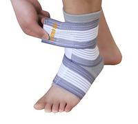 elastrap Tendinite Talon d'Achille Gonflé Inflammation - Bande Cheville Strapping Chevillère - Douleurs et Blessure Rupture (Chevillère + Bande élastique GRIS/BLANC)