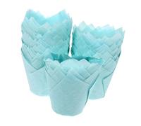 ELAYARD 100 Pièces Caissettes Pâtisserie Lotus Papier à Huile et Haute Température Bleu Ciel Moules Cupcakes et Muffins pour et Conservation