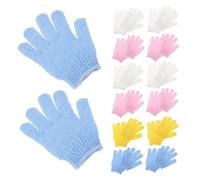 ELAYARD 16 paires Exfoliants à Doigts Nylon Double Face Mitaines de Bain Réutilisables pour Peau Morte Massage Corps pour Femmes et Hommes Lot de Couleurs Assorties