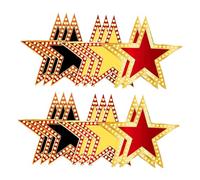 ELAYARD 18 Feuilles d'Étoiles en Papier Cartonné Coloré Doré Pailleté Autocollants pour Décorations de Soirée Cinéma et Tapis Rouge Découpe Cinq Branches pour Photobooth et Fête