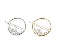 ELAYARD 2 pièces Barrettes Cheveux Creuses Rondes avec Perles Incrustées Lot Doré et Argenté Pinces à Cheveux Antidérapantes pour Femmes et Filles Accessoires de Coiffure Élégants