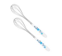 ELAYARD 2 pièces Batteur Œufs Manuel Acier Inoxydable Ballon avec Poignée Céramique Mini à Crème pour Rapide et Facile Ustensile Cuisine pour Battre et Fouetter