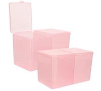 ELAYARD 2 pièces Boîte de Rangement pour Cotons et Coton-tiges de Maquillage Transparent Rose Lot de Contenants Pratiques et Durables pour Cosmétiques Organisateur de Table pour Femmes