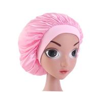 ELAYARD 2 pièces Bonnet de Nuit Garçon Fille Satin Élastique Protection Cheveux Large Bord Confortable Maison Sommeil Voyage Rose