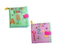 ELAYARD 2 pièces Cloth Book Set Early Educational Fabric Books For With Numbers And Letters Tear-resistant And Washable Learning Toy For Boys