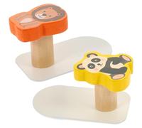 ELAYARD 2 pièces Crochets Muraux Adhésifs Sans Percage Animaux Mignons Panda et Lion Patères Multiples pour Manteaux Serviettes Rideaux Support Robuste et Décoratif pour Salle de Bain et