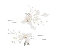 ELAYARD 2 pièces Épingles à Cheveux Mariage U Forme de Faites Main avec Perles Accessoires Floraux Élégants pour Mariée Maintien Sécurisé pour Fêtes et Cérémonies